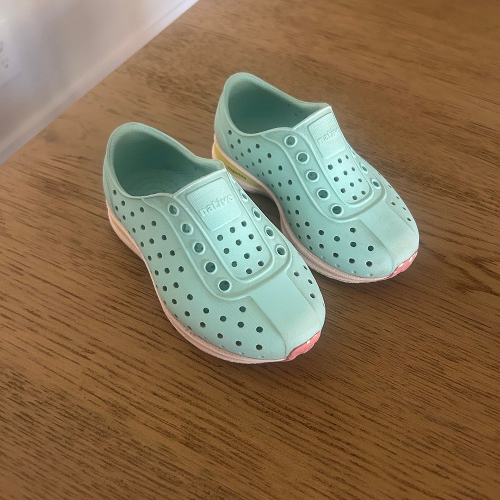 Native Sugarlite Little Kids Toddler Mint Green Slip-On Sandals Shoes 7c